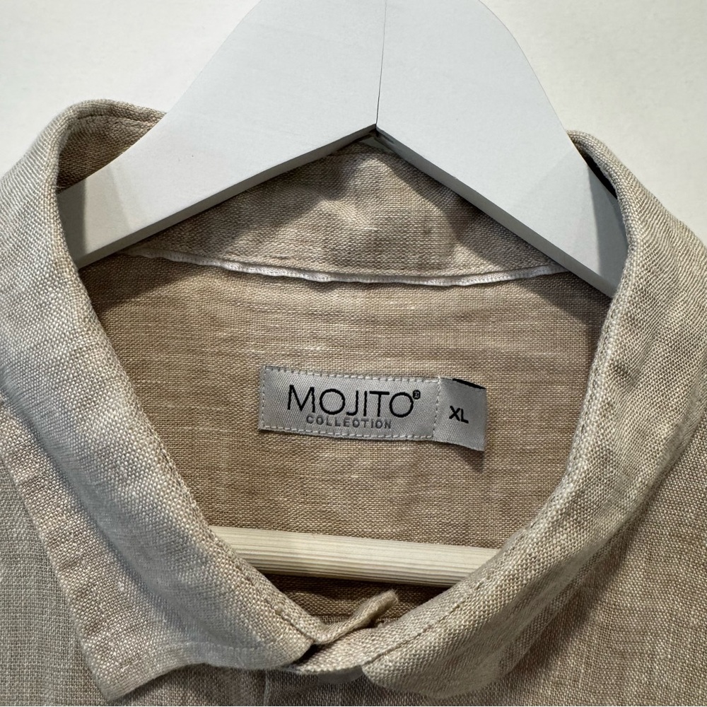 Men's Tan Linen Shirt xl button down